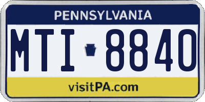 PA license plate MTI8840
