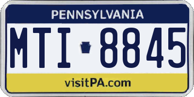 PA license plate MTI8845