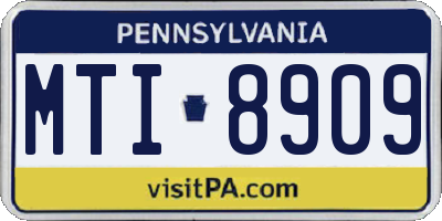PA license plate MTI8909