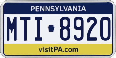 PA license plate MTI8920
