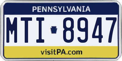 PA license plate MTI8947