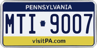 PA license plate MTI9007