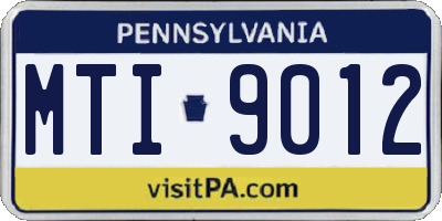 PA license plate MTI9012