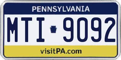 PA license plate MTI9092
