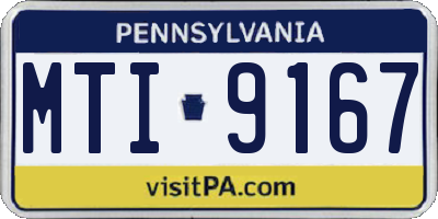 PA license plate MTI9167