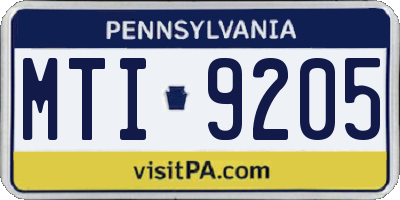 PA license plate MTI9205
