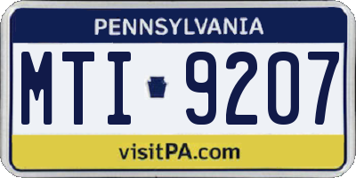PA license plate MTI9207