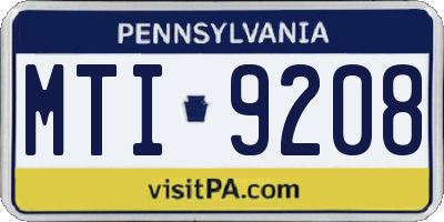 PA license plate MTI9208