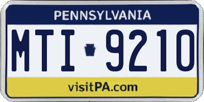 PA license plate MTI9210