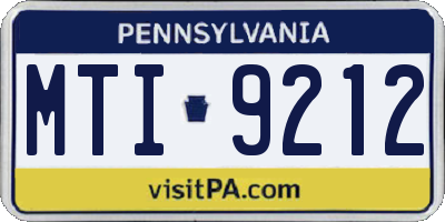 PA license plate MTI9212