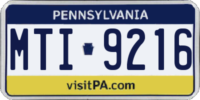 PA license plate MTI9216