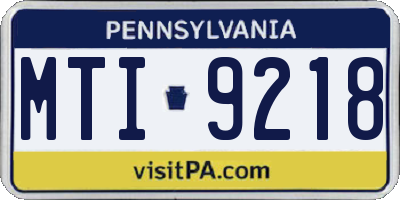 PA license plate MTI9218