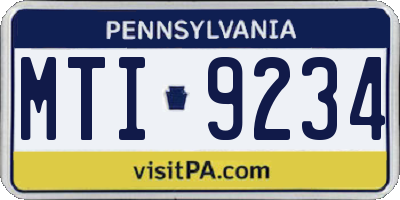 PA license plate MTI9234