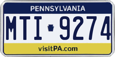 PA license plate MTI9274