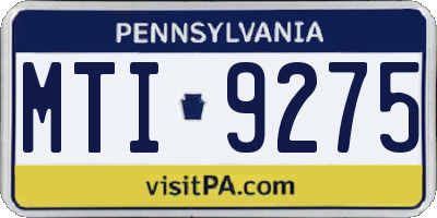 PA license plate MTI9275