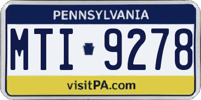 PA license plate MTI9278