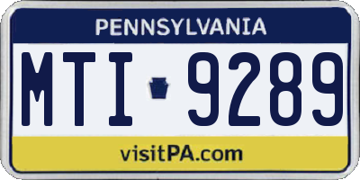 PA license plate MTI9289