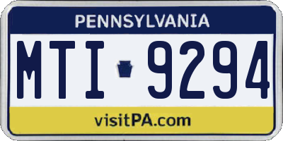 PA license plate MTI9294