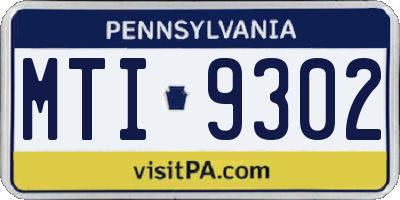 PA license plate MTI9302