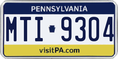PA license plate MTI9304