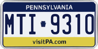 PA license plate MTI9310