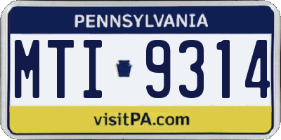 PA license plate MTI9314