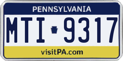 PA license plate MTI9317