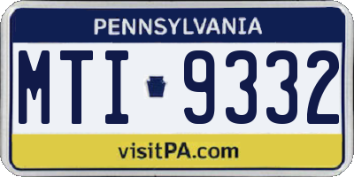 PA license plate MTI9332