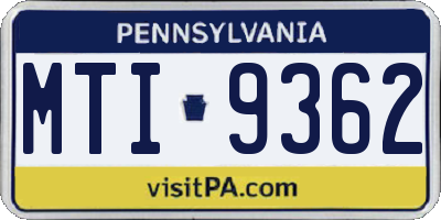 PA license plate MTI9362