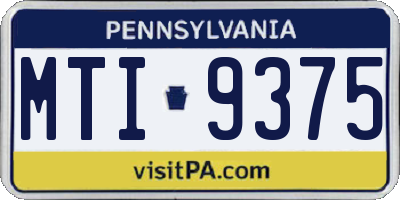 PA license plate MTI9375