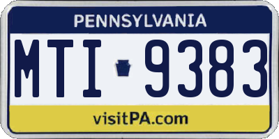PA license plate MTI9383