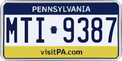 PA license plate MTI9387