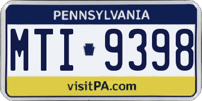 PA license plate MTI9398