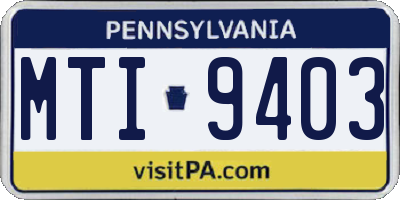 PA license plate MTI9403