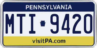 PA license plate MTI9420