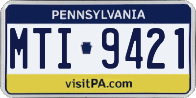 PA license plate MTI9421