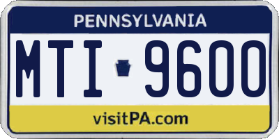 PA license plate MTI9600