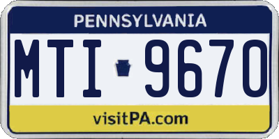 PA license plate MTI9670