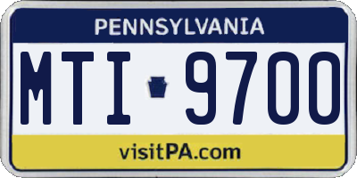 PA license plate MTI9700