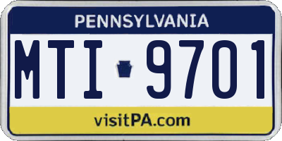 PA license plate MTI9701