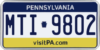 PA license plate MTI9802