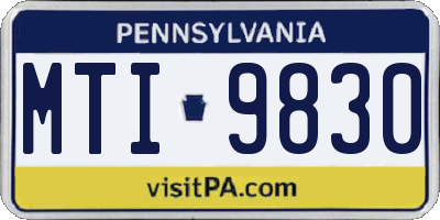 PA license plate MTI9830