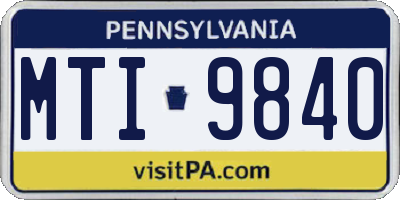 PA license plate MTI9840