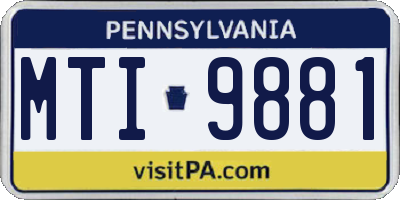 PA license plate MTI9881