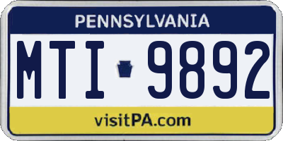 PA license plate MTI9892