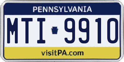 PA license plate MTI9910