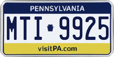 PA license plate MTI9925