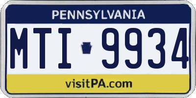 PA license plate MTI9934