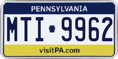 PA license plate MTI9962