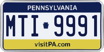 PA license plate MTI9991